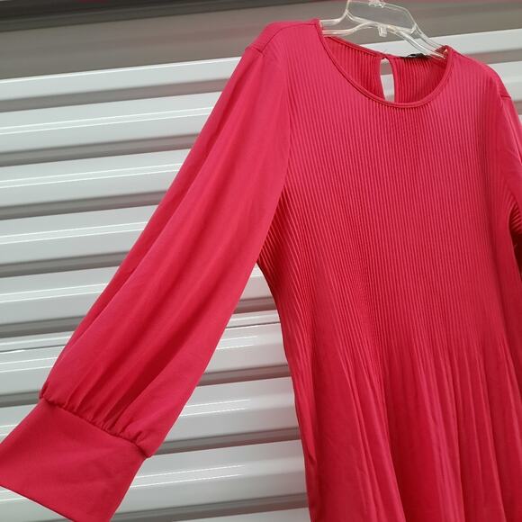 Adrianna Papell Blouse Womens Small Pink Long Sleeve Knit Trapeze Top Oversized - Picture 6 of 10